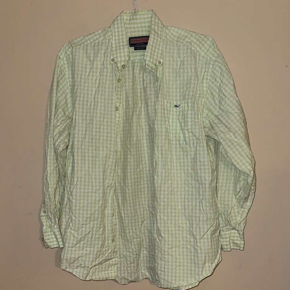 Vineyard Vines Light Green Plaid Shirt L Tucker Shirt